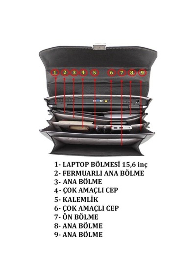 15.6" Laptop Bölmeli Omuz Askılı Taban Korumalı Evrak Çantası