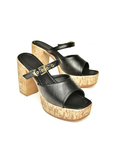 Fox Shoes U996254409 Siyah Platform Kalın Topuklu Kadın Ayakkabı Siyah