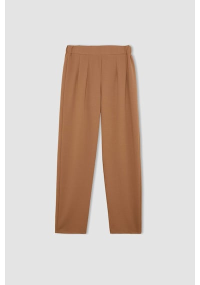 DeFacto Pantolon Straight Fit Lastikli Bel Piliseli Basic Düz D4405AX24WNBN233 Kahve