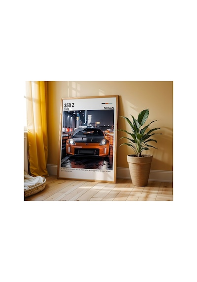 Nissan 350z Ahşap Çerçeveli Poster Tablo Drift Ve Spor Tasarım Ahşap 01