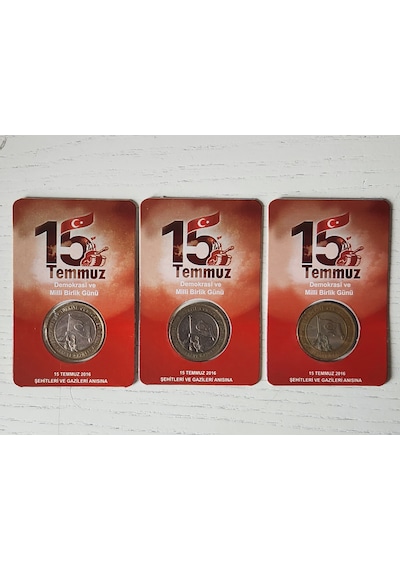 3 Adet 15 Temmuz 2016 Demokrasi Ve Milli Birlik Günü Hatıra Para