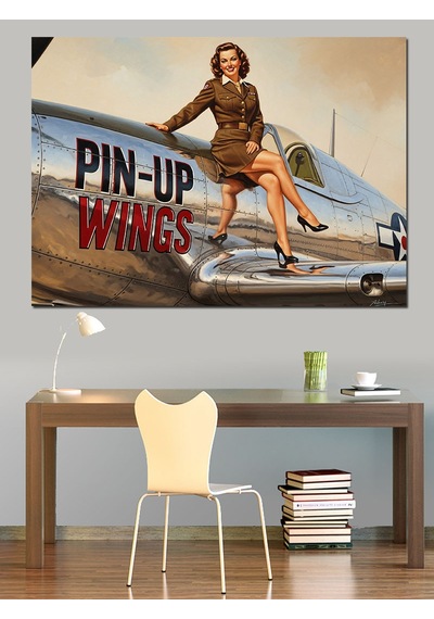 Retro Pin-up Kız Pozu Dekoratif Kanvas - Mdf Ahşap Tablo
