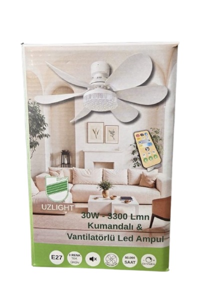Sectron 30w Kumandalı Vantilatörlü Led Ampul 3300 Lm 3 Renk Işık E27 Dimlenebilir 1