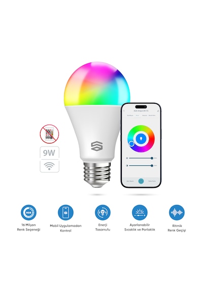 Şımart Akıllı RGB Led Wi-Fi Ampul Gün Işığı/Beyaz - Akıllı Lamba