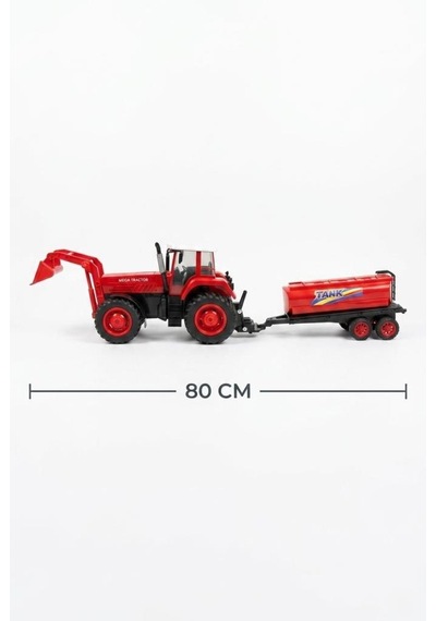 Dev Boy Oyuncak Traktör Ve Su Tankeri Seti Hareketli Kepçeli Eğitici Oyuncak 80 Cm Mega Traktör