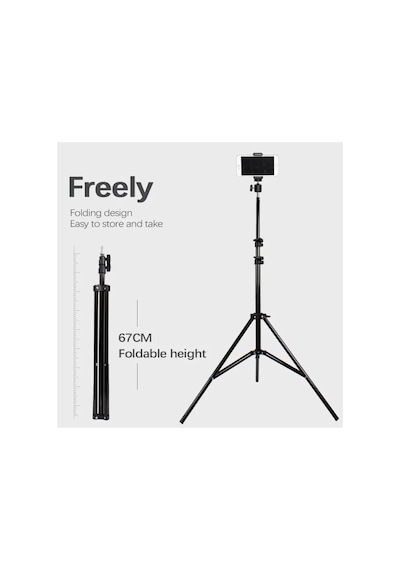 Ayrex Bluetooth Kumandalı Metal Tripod, 2 Metre Ayarlanabilir Yükseklik, 360 Derece Döner Başlıklı Telefon Tutucu, Genel