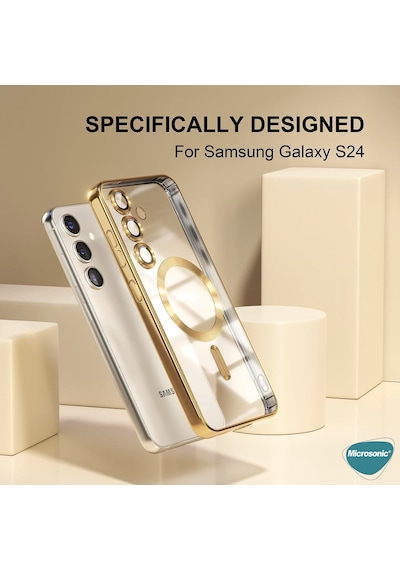 Microsonic Samsung Galaxy Uyumlu S25 Ultra Kılıf Magsafe Luxury Electroplate Mor -