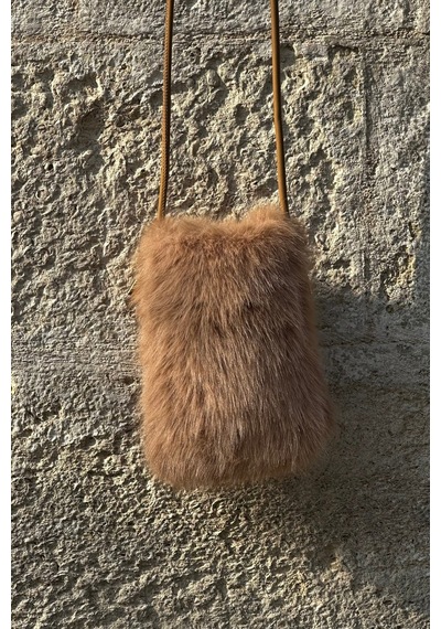 Mollycrush Kadın Askılı Peluş Bej Çanta Kürk Postacı Model Bej