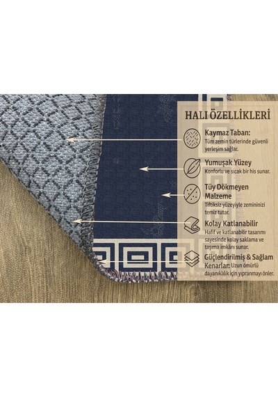 Turkıshrug Kıngdom Bej Ve Lacivert Dijital Baskılı Halı Çocuk Odası Ve Antre İçin Çok Renkli