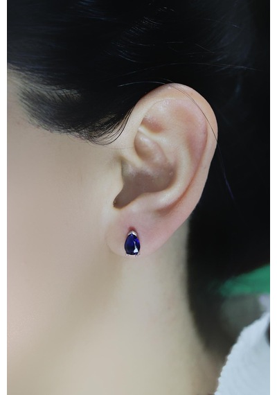 Gümüş Rose Safir Taşlı Damla Küpe N11.48217