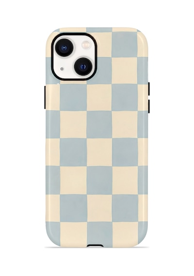 Apple iPhone Uyumlu 13 Vorian Çift Katmanlı Magsafe Kılıf Powder Blue Checker