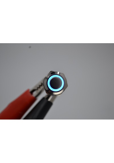 12V -24 V Mavi Işıklı Yuvarlak Metal 12 MM Kalıcı Anahtar