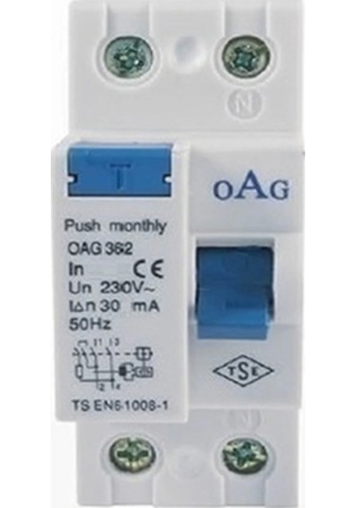 Oag 2x32a 30ma Monofaze Kaçak Akım Rölesi