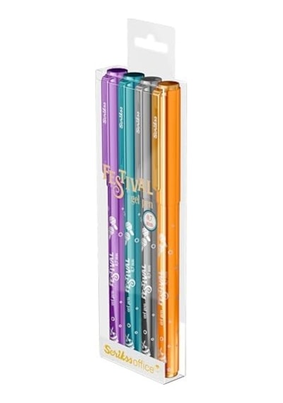 Office Festival Jel Kalem 0.7 Mm Vivid Renkler 4&apos Lü Blıster - 2 124-Pembe