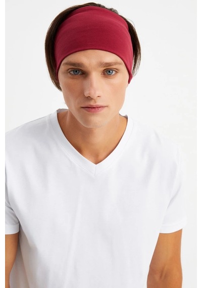 Erkek Pamuklu Penye Kaymaz Ultra Hafif Spor Geniş Saç Bandı Bandana - Tek Ebat / Bordo Bordo