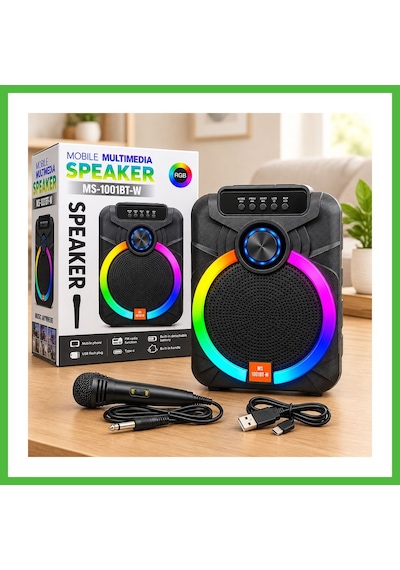 Vaveni 10" Karaoke Bluetooth Hoparlör Mikrofonlu, Şarjlı, Rgb Arz