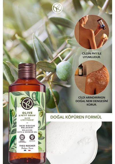 Yves Rocher Duş Jeli - Nemlendirici Ferahlatıcı Zeytin Turunç - Sls,sles İçermez,vegan-400ml Diğer