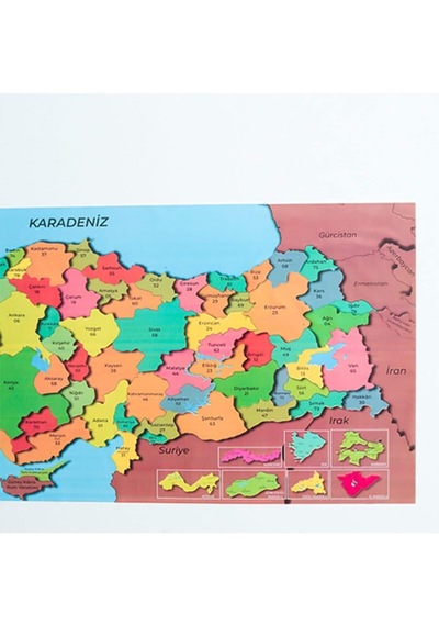 Renkli Türkiye Haritası - Yapışkansız Tutunan Sihirli Kağıt Tahta Diğer