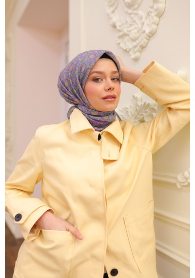 Silk Home Soft Eşarp 73077-03 Leylak, Sarı, Çelik Mavi