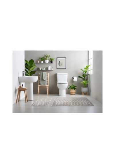 2 Li Bukle Banyo Takımı Banyo Tekstili/modern/doğal/sade/şık Kaymaz Taban -798 Brown2