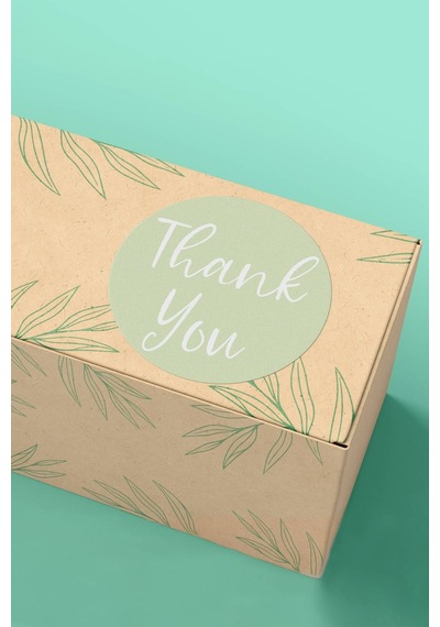 90 Adet Thank You Teşekkür Etiketi Pastel Yeşil 3x3cm St2034 Çok Renkli