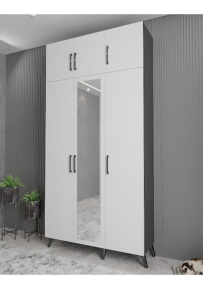 Açelya Portmanto Vestiyer Füme Beyaz 120 cmM5