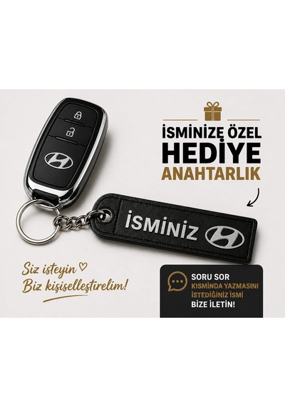 İsimli Hyundai Anahtarlık , Kişiye Özel - Hediyelik İsimli Hyundai Araç Logolu Anahtarlık - İsimli A