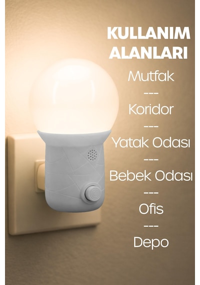 Gece Lambası Kubbe Tip 2 Mod Sarı-beyaz Işık Tuşlu Koridor Hol Işığı Uyuma Işığı Beyaz Gc11 Beyaz