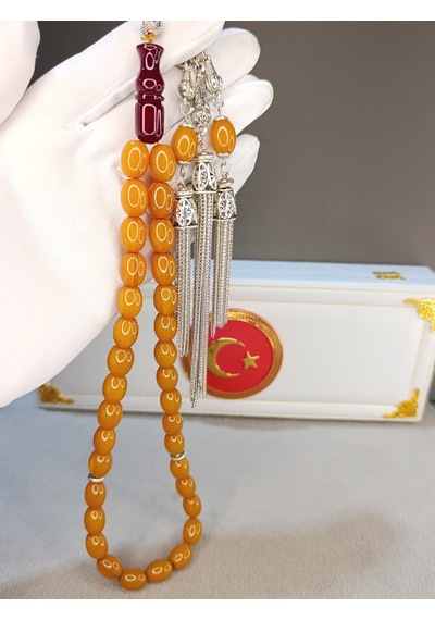 Orjinal Sıkma Kehribar Tesbih Kelle Boy 61594733