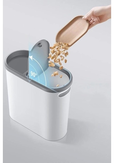 10 Litre Modern Tasarım Çöp Kovası Banyo, Ofis, Mutfak İçin Hijyenik & Pratik Atık Kutusu, Krem Krem