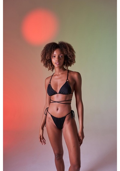 Holly Lolly Bağcıklı U Kesim Brezilya Model Slim Delphi Bikini Altı Siyah