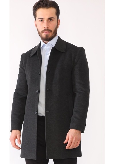 Plt8364 Dewberry Erkek Palto-Antrasit