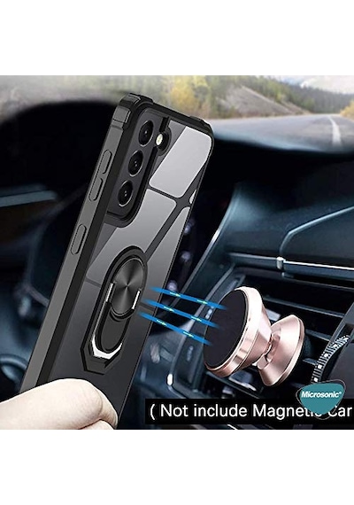 S21 Plus Için Kılıf Military Ring Holder Siyah Samsung Galaxy S21 Plus İle Uyumlu Kılıf - Siyah