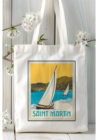 Art Hediye Saint Martin Baskılı Bez Çanta Omuz Çantası Kişiye Özel Desen Çok Renkli