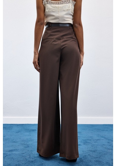 Sateen Lena Palazzo Pantolon - Kahve-136956 Kahve