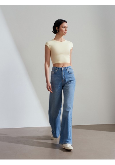 Dilvin 30528 Modal Pamuklu T-shirt-açık Sarı Açık Sarı