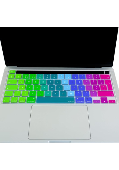Macbook Klavye Koruyucu Avrupa İngilizce A2338 M1 M2 13 İnç A2251 A2289 A2141 16 İnç Uk Iso Ters L Enter Silikon Keyboard Cover Touch Bar Pembe Yeşil