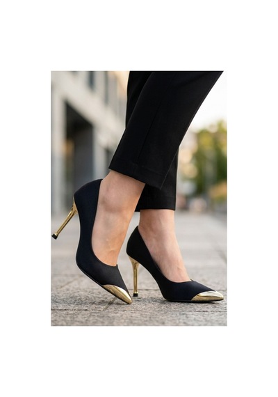 Senelcollectionn Norji Siyah Saten Stiletto Ayakkabı Çok Renkli