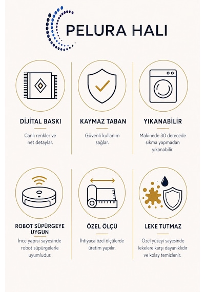 Modern Desen Baskılı Kaymaz Yıkanabilir Salon Oturma Odası Mutfak Balkon Halısı Yolluk krem