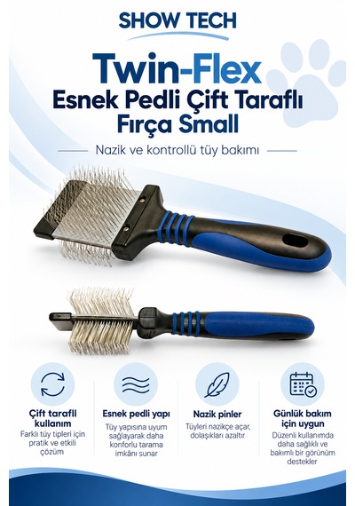 Showtech Twin-flex Esnek Pedli Köpekler İçin Çift Taraflı Fırça Small