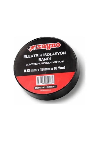 Rayno Elektrik İzolasyon Bandı 10 Lu Set 0.13 Mm X 19 Mm X 10 Yard Siyah Elektrik Bandı Profesyonel Yalıtım Bandı