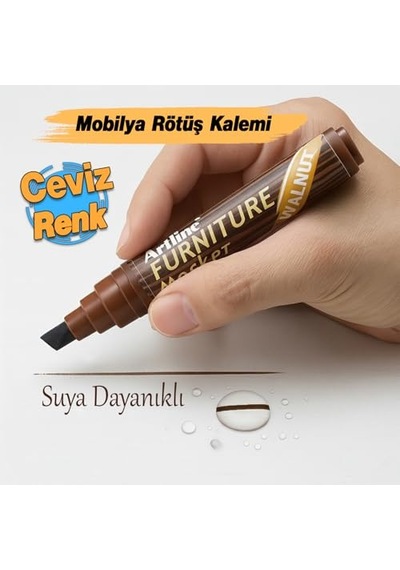 Ceviz Renk Mobilya Rötuş Kalemi Ahşap Masa Parke Dolap Kalemi Çizik Giderici Çatlak Kapatıcı Altın