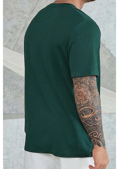 Erkek Belive İn Yourself Baskılı Oversize Tshirt Yeşil