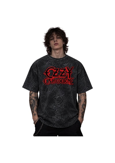Ozzy Osbourne Rock Metal Müzik Grubu Baskılı Unisex Oversize Eski Siyah