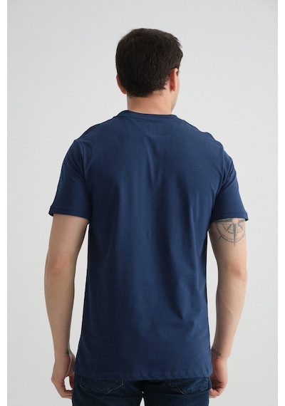 Shooter Sportwear Shooter Erkek T-shirt Minimal Baskılı Pamuklu Kumaş Standart Kalıp İndigo