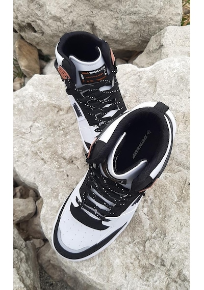 Dunlop 2238 Beyaz-Siyah, Fuspetli Ortapedik Boğazlı Basket Spor Ayakkabı AYKSAYAK-000491