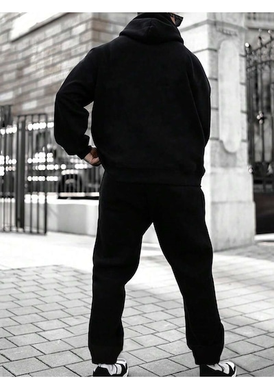 Siyah Brooklyn New York Baskılı Kapüşonlu Sweatshirt Ve Eşofman Altı Eşofman Takımı Siyah Siyah Brooklyn New York Baskılı Kapüşonlu Sweatshirt Ve Eşofman Altı Eşofman Takımı Siyah