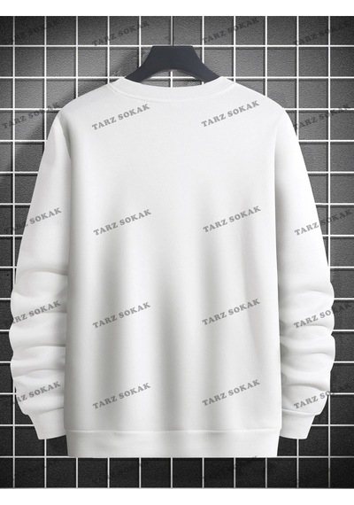 Startmore Y2k Unisex Two Rabbit With Flower Sweatshirt Kod 1542 Beyaz Siyah