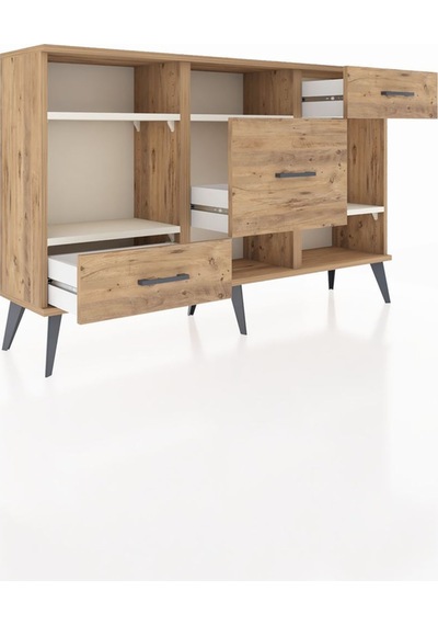 Arges Konsol 4 Raflı 3 Çekmeceli 132x30x83 Çam-aytaşı/çam Aytaşı/çam