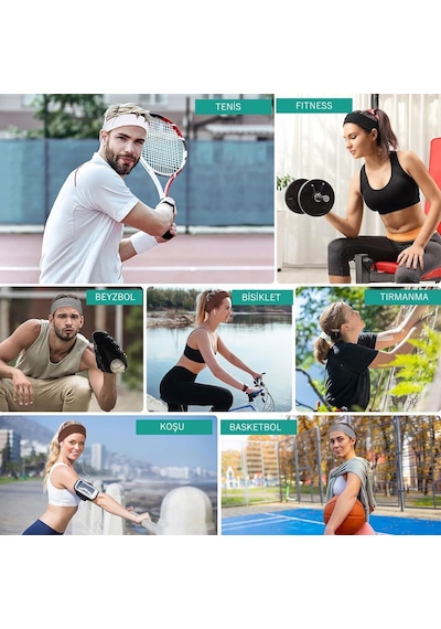 4'lü Saç Bandı - Elastik Kaymaz İnce Esnek Pamuk Emici Kadın Saç Bandı Bandana, Unisex Spa Koşu Dans Yoga Pilate Genel